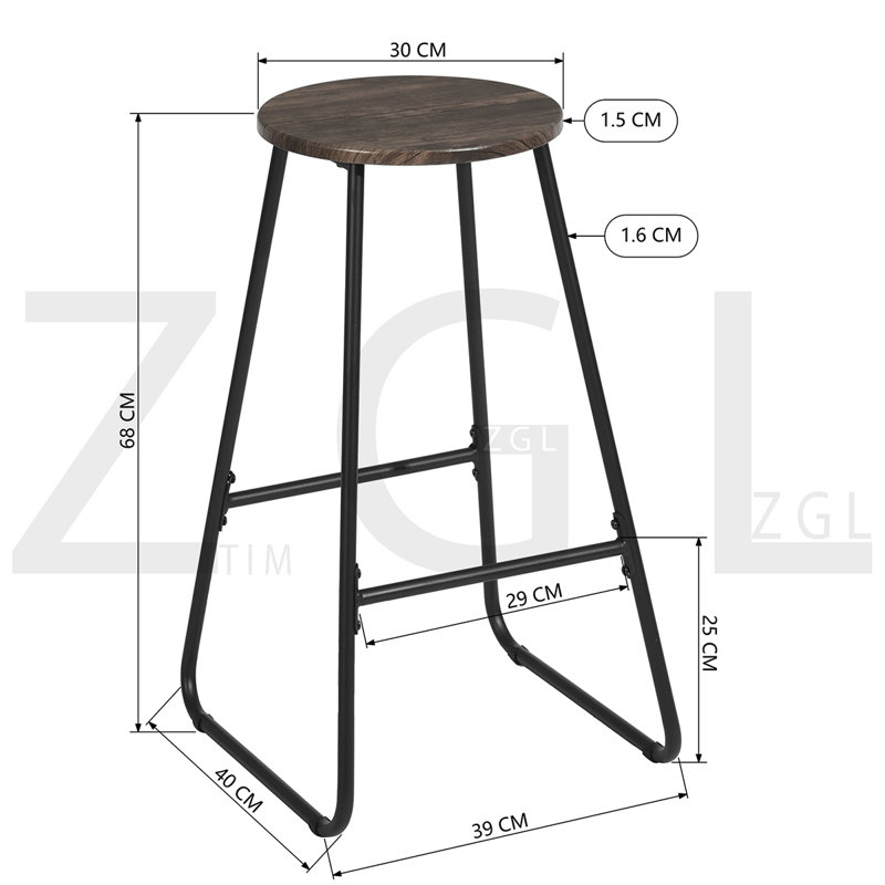 Counter Stool with Metal Frame, Dark Brown