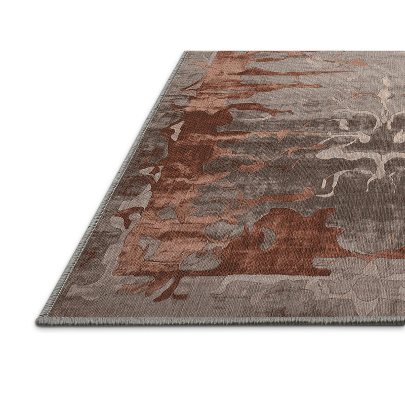 Machine Washable Gray Area Rug, Square 4'