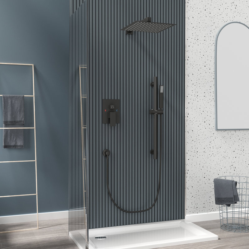 Pressure-Balanced Complete Shower System with Rough in-Valve, Matte Black