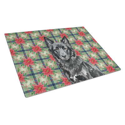 Mudi Christmas PoinsettIas Glass Cutting Board