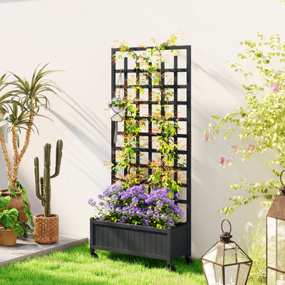 Wood Raised Garden Bed with Trellis