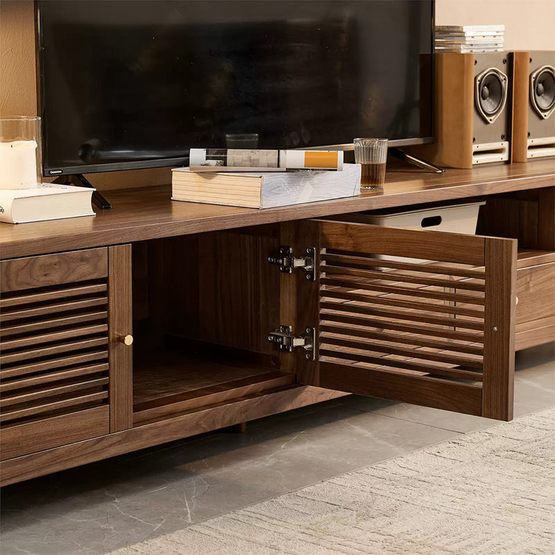 Meuble télé avec grille en noyer noir