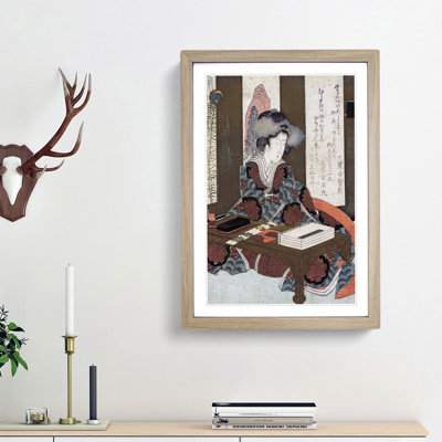 Lady Writing a Poem by Yashima Gakutei - Picture Frame Painting Print