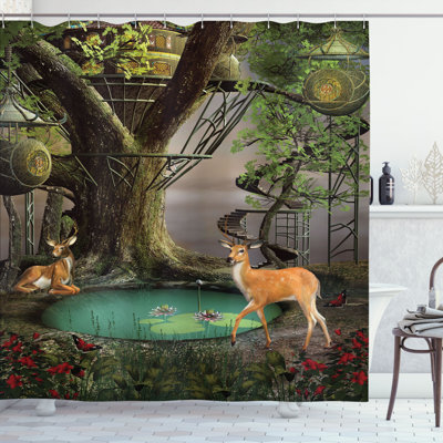 Shower Curtain with Hooks Included