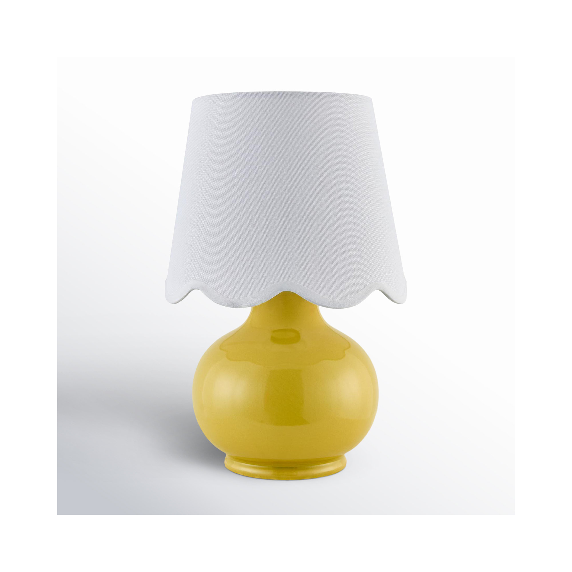 Momsen Scallop Shade Lamp, Yellow, 13"" H x 8"" W x 8"" D, White Twill