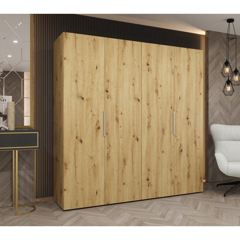 Manufactured Wood Wardrobe, artisan oak + handles: cashmere