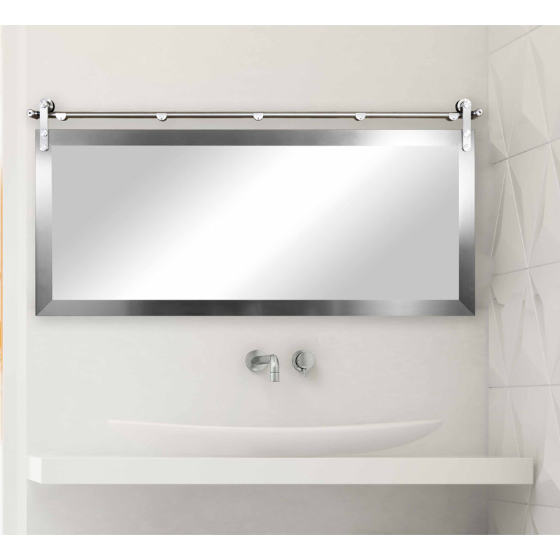 Miroir de salle de bain, 30 po x 45 po, Nickel brossé / Argent