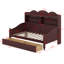 Lit de jour simple avec tiroirs de rangement et étagère de tête de lit, structure de lit de jour rétro en bois-1909767986