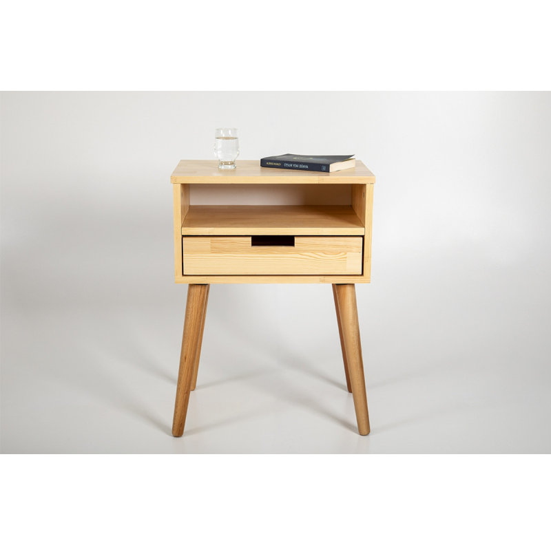 Adelgund 55cm W Solid Wood Bedside Table