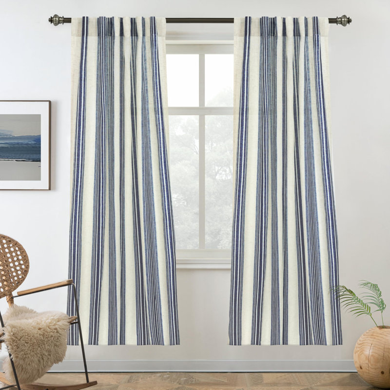 Rideaux semi-transparents avec passe-tringle Chris, L 52 po x L 72 po, Marine
