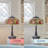 35.5''H Rose Bush Tiffany-Style Stained Glass Table Lamp