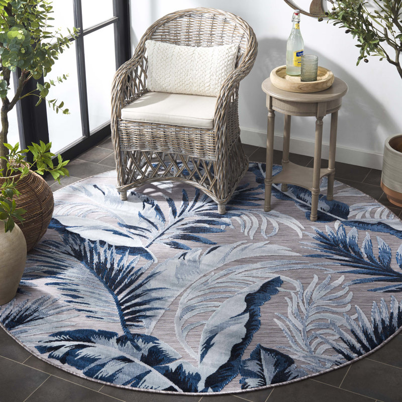 Tapis intérieur / extérieur floral Saugus, Rond 6 pi 5 po