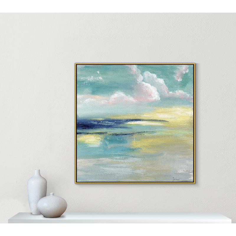 «Bertie Ocean View» par Tava Studios - reproduction d'art, H 46,5 po x l 46,5 po x P 2 po, Toile avec cadre doré