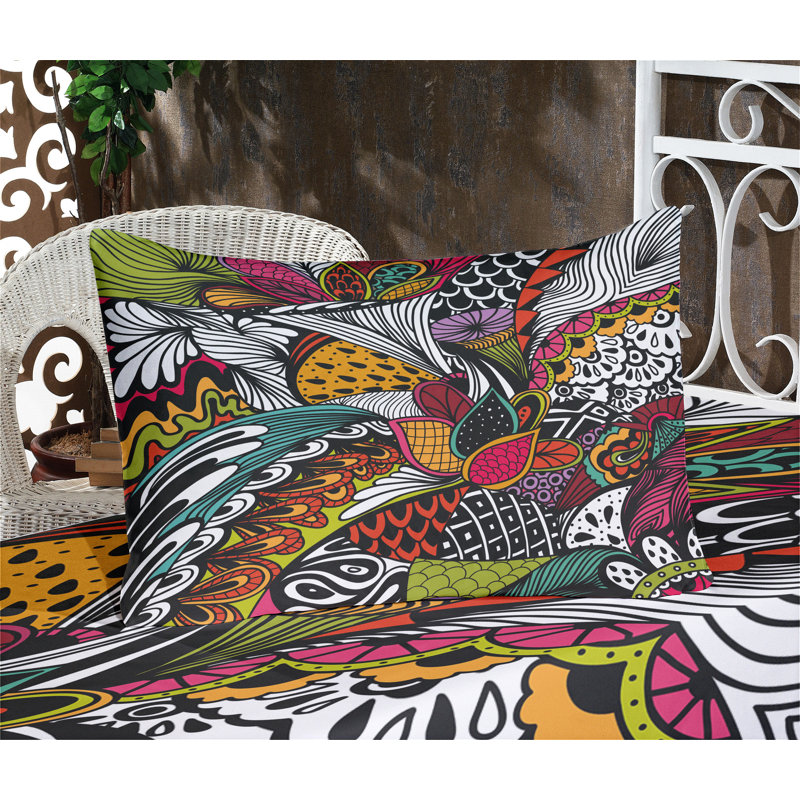 Multicolore drap-housse et coussin décoratif Ambesonne, Ensemble de draps pour très grand lit californien
