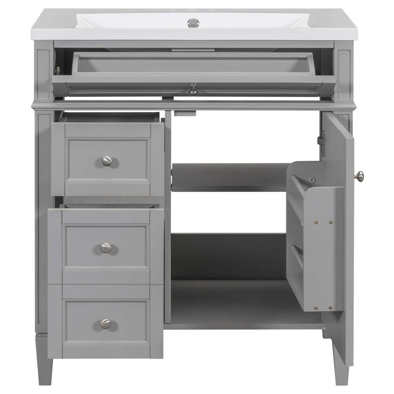 Meuble-lavabo simple 30,11 avec comptoir, Gris