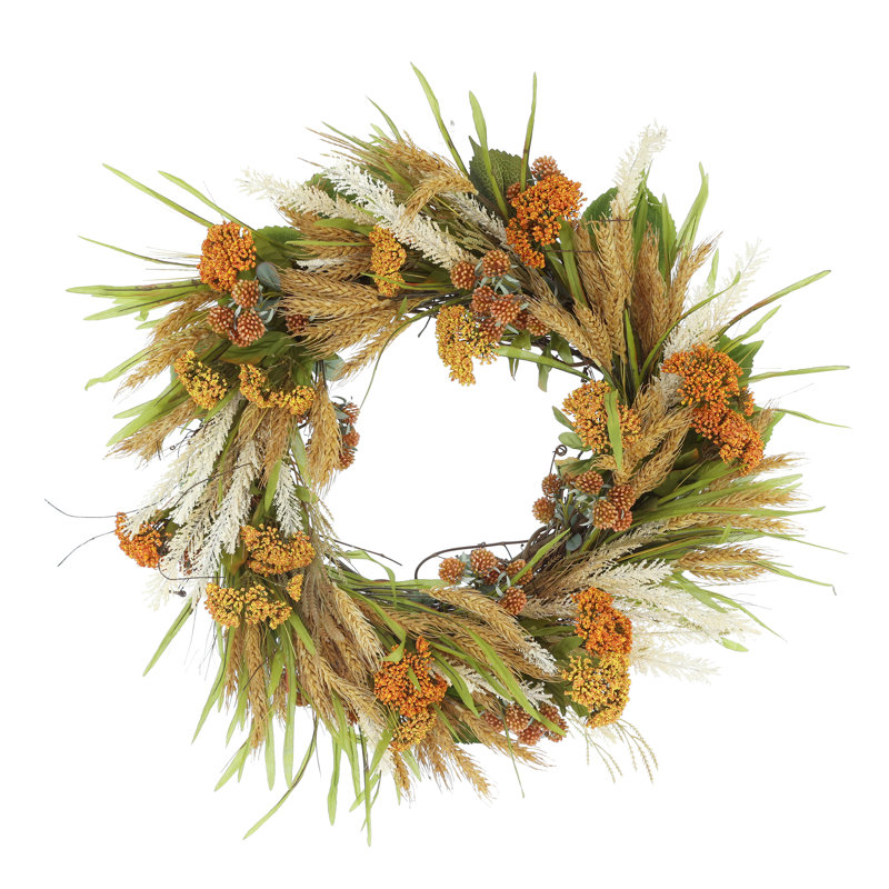 24" Wheat and Lucky Berry Fall Wreath