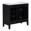 Meuble-lavabo 36 po avec lavabo, meuble-lavabo noir avec tiroirs, cadre solide et panneau de fibres à densité moyenne, meuble-lavabo-312708572