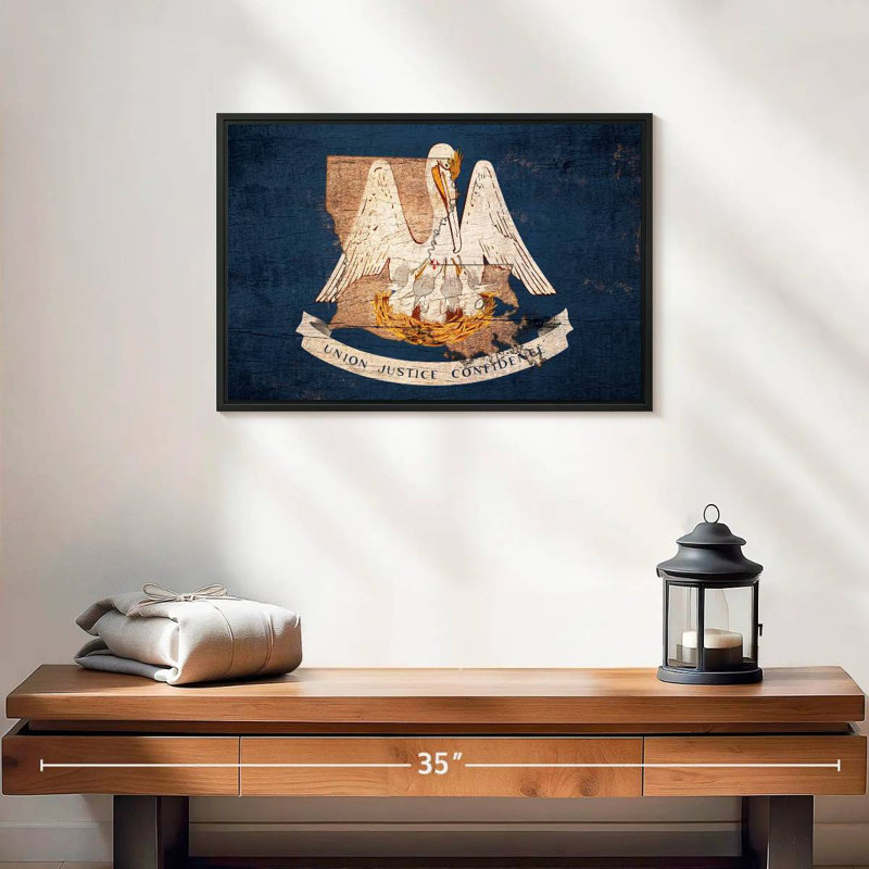 Pélican de Louisiane, 19 po x 13 po, Cadre flottant noir