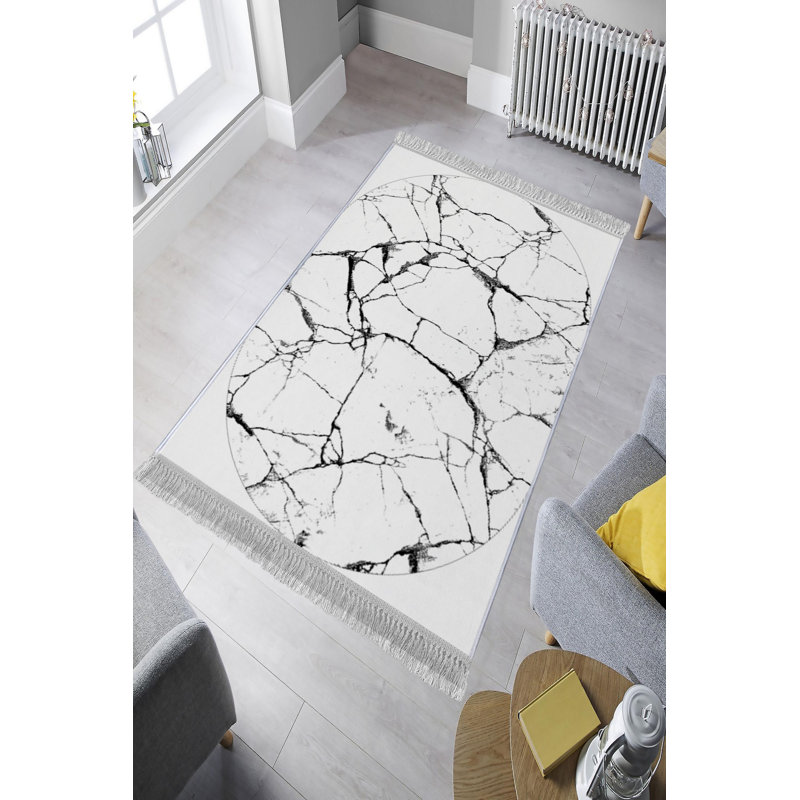 Tapis luxueux en velours (4,6 x 7,2 pi), tissu antibactérien à 100%, envers en coton antidérapant, hauteur des poils: 0,4 po | Lavable à la machine, impression numérique 3D | Parfait pour le décor du salon et de la chambre à coucher, doux et durable