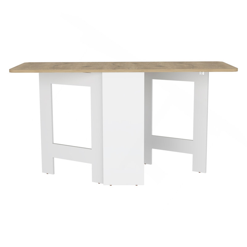 Table pliante avec design extensible en 3 formes, blanc / macadamia, Naturel / Blanc