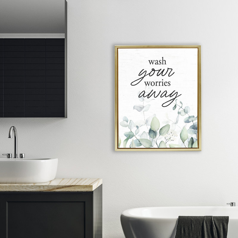 Cadre flottant Wash Worries Away, H 31 po x l 25 po, Cadre flottant métallique doré