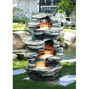 Resin Rock 4 Level Fountain with Light