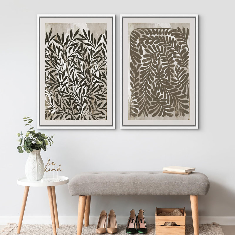 \"Coral et blanc, Mid-Century, carrée, Polygone arches, formes abstraites, images murales, bureau bohème moderne\", 2 pièces sur toile