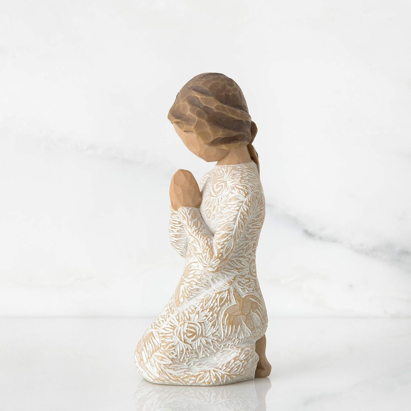 Saule sculpté, prière de paix, à la recherche du calme à l'intérieur, silhouette sculptée de 4 pouces