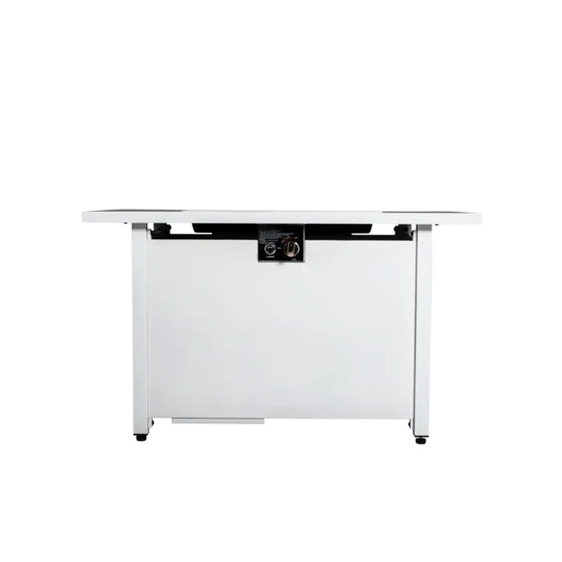 Foyer rectangulaire blanc de 43 po avec verre fumé - 50 000 compartiments de réservoir de propane en acier inoxydable et espace de confort à l'année