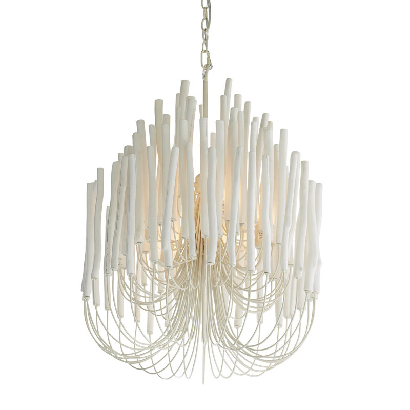 Tilda Chandelier, 30" H x 21" W x 21" D, Whitewash Stained Wood
