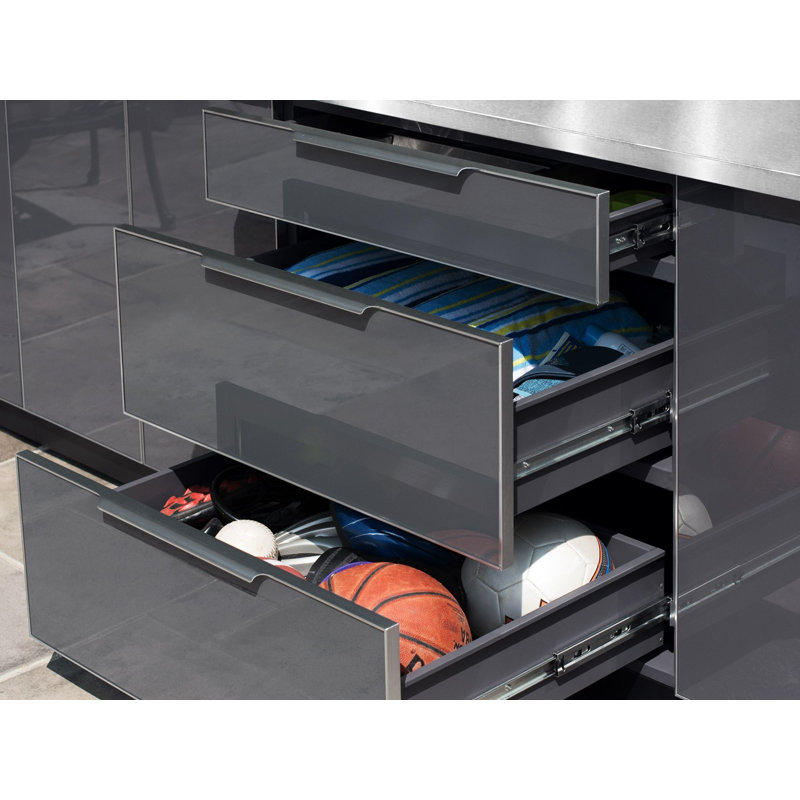 Ensemble de 3 armoires modulaires en aluminium pour l'extérieur l 97 po x P 23 po x H 36,5 po, non, Aluminium gris ardoise
