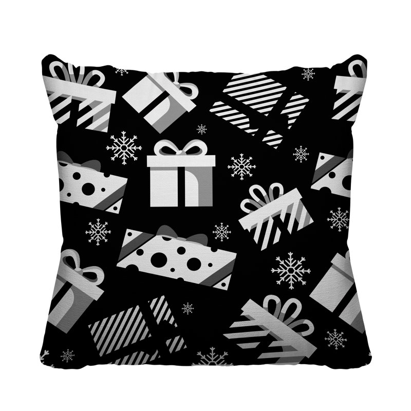 Coussin intérieur / extérieur Christmas Gift, Noir, L 15 po x H 15 po