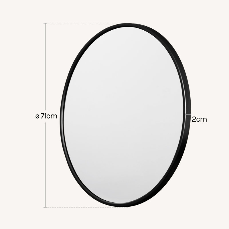 Round Wall Mirror, 71Cm Bathroom Mirror Wall Mounted High Definition, Golden Metal Frame, Mdf Back Panel, For Living Room Bedroom Hallway