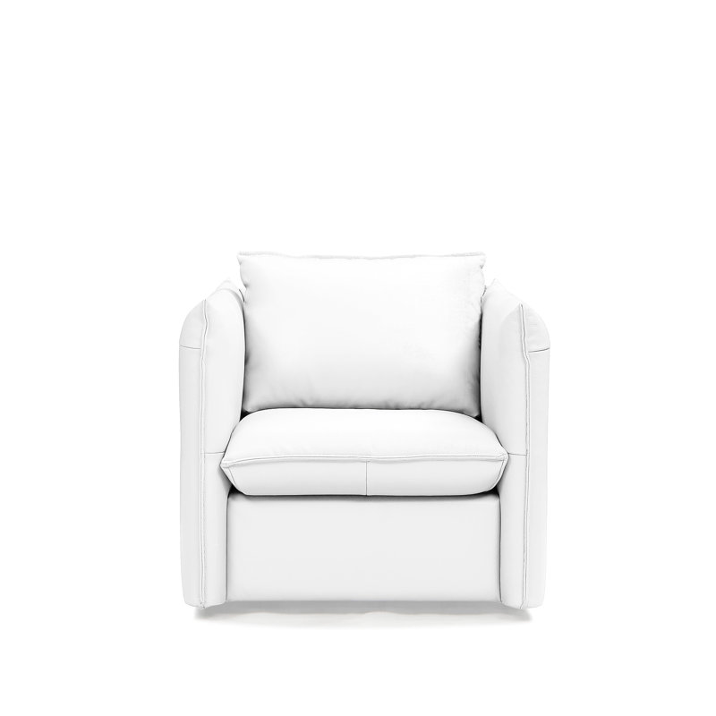Brittana Upholstered Swivel Club Chair, White Genuine Leather