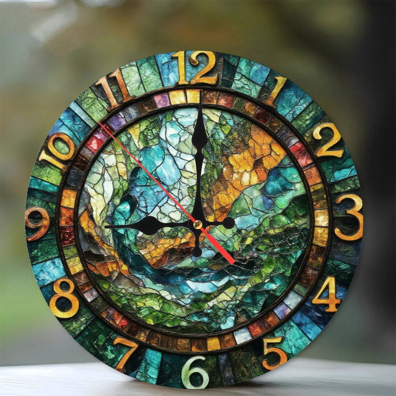 Horloge, vitrail, conception abstraite