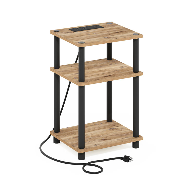 End Table with Dual Installation Options, Built-In Outlets, USB & Type C Ports, Flagstaff Oak