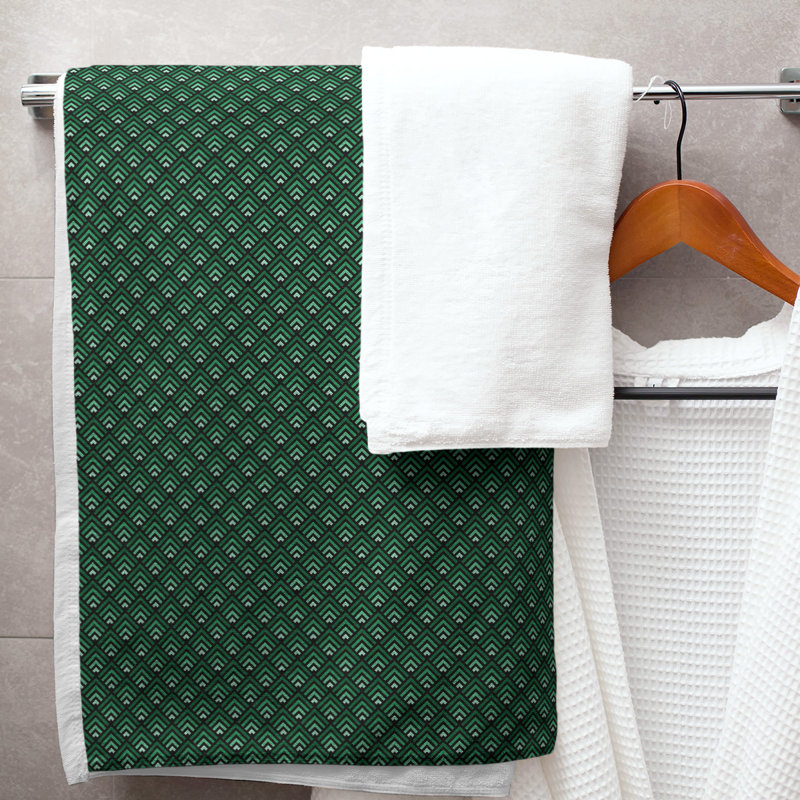 Katelyn Elizabeth Cotton Blend Bath Towel, Black/Green/White