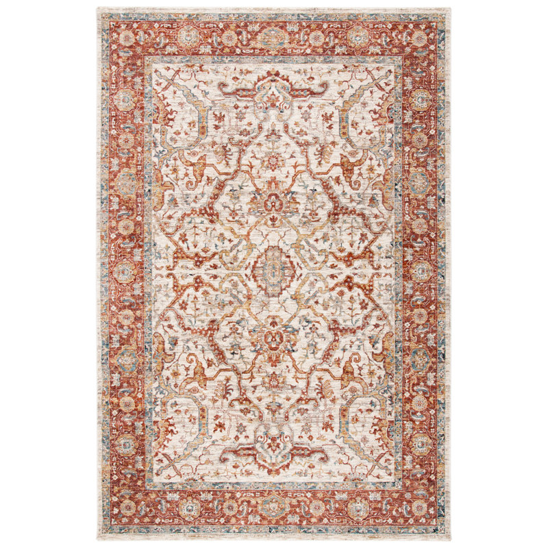Tapis oriental ivoire / rouille, Rectangle de 4 pi x 6 pi 2 po