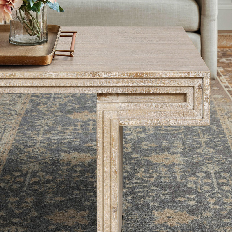 Wood Texture Rectangular Coffee Table, Antique Natural