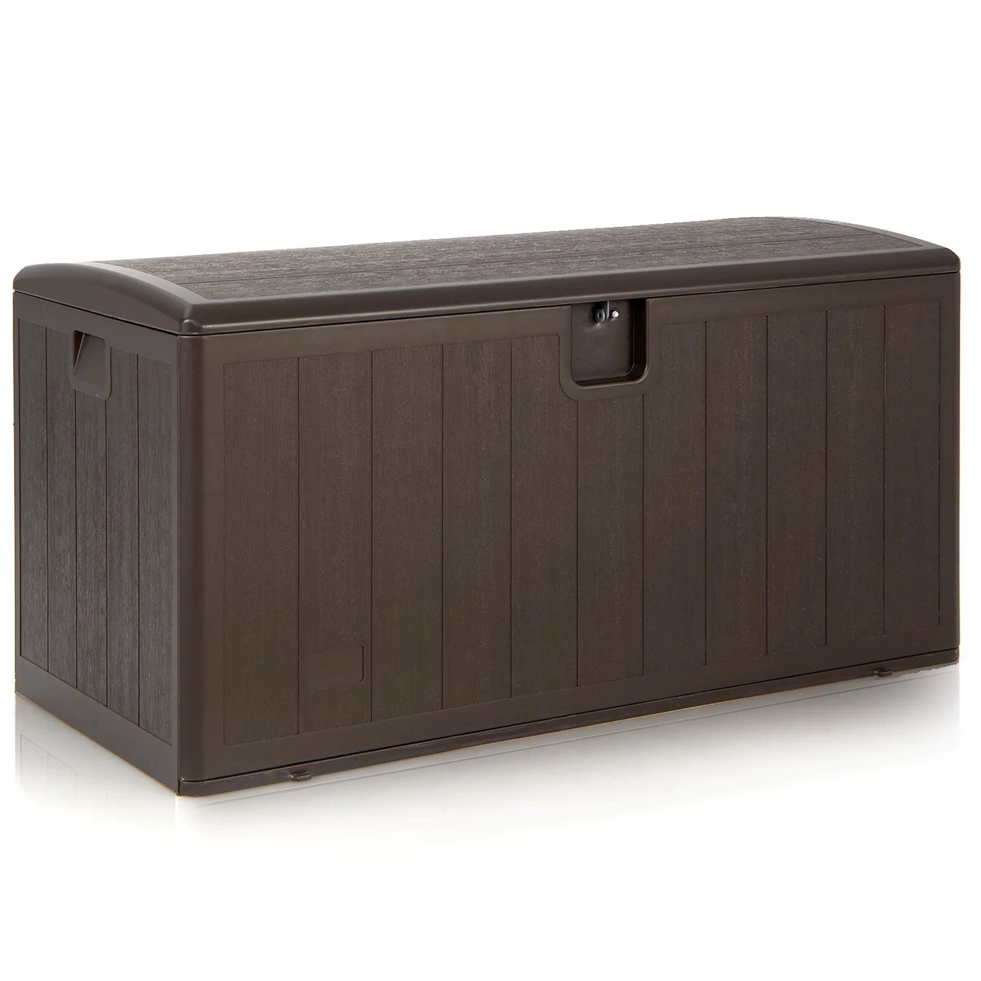 All-in Furniture 105 Gallons Water Resistant Polyethylene Plastic Lockable  Deck Box in Brown