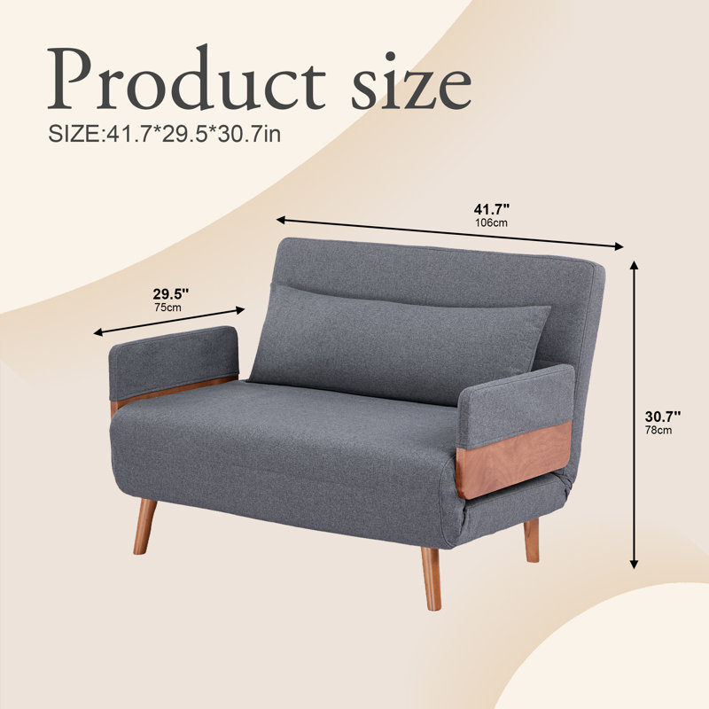 Convertible Folding Sofa Bed, Multi-Position Adjustable Floor Sofa, High-Density Foam Sleeper Chair, Gray