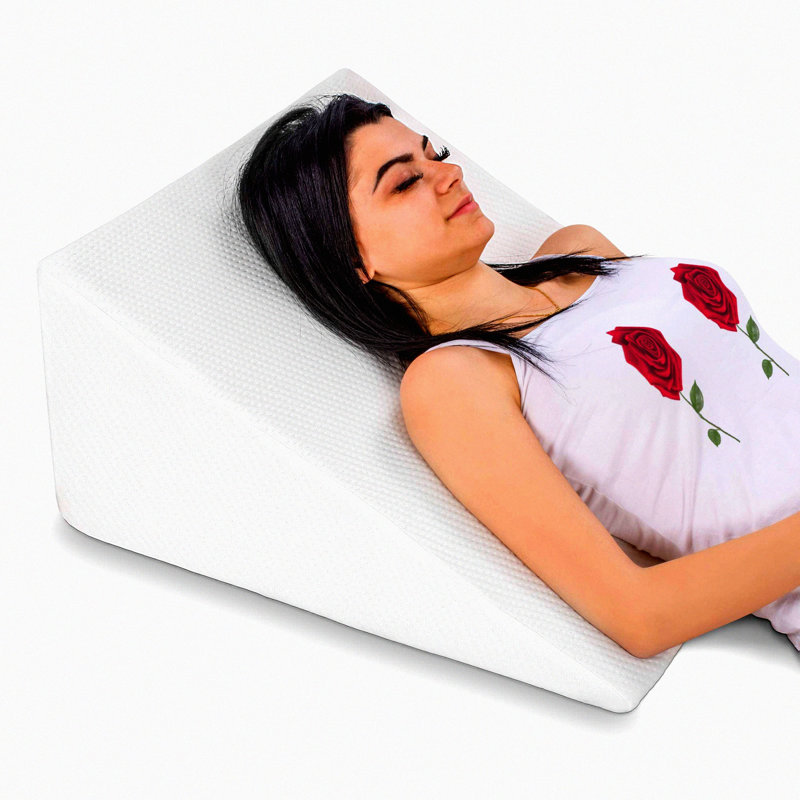 SleepEase Comfort Wedge Pillow - Memory Foam Support for Neck & Back Pain Relief, Snoring, Acid Reflux, Respiratory Issues. Ideal for Sleeping, Reading, Rest & Elevation. Washable Cover Included. 12in Size.