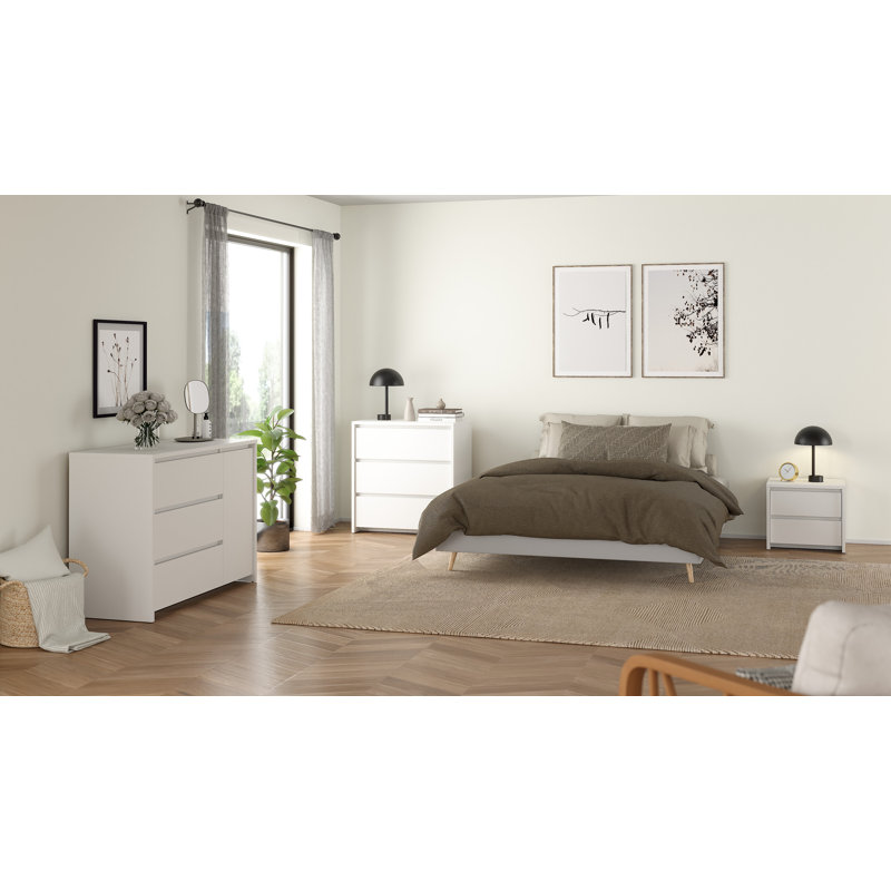 Bourquin 17.20" W 2-Drawer Nightstand, White