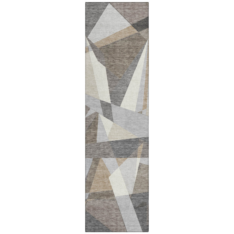 Contoure Brown Washable Indoor-Outdoor Rug - LOOMLAN, 2'3" x 7'6"