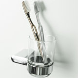 Moon Toothbrush Holder - Wall Mount - 4" Brass/Glass/Polished Chrome