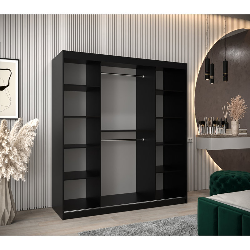 Arthel 2 Door Manufactured Wood Wardrobe, Black Matt