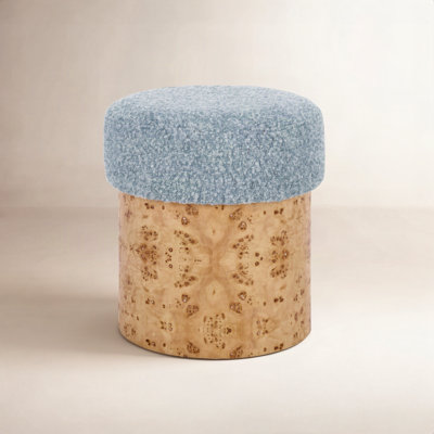 16" Boucle & Burl Ottoman