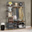 9 - Hook Coat Rack Hall Tree Stand With Shoe Storage Industrial Hallway Bedroom Furniture