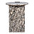 Lyra 20" Modern Round Asymmetrical Marble Accent Table, Ivory & Black Natural Veined Stone with Black Iron Metal Base for Living Room
