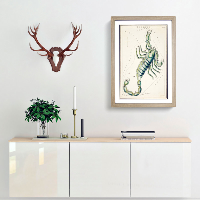 Astronomical Zodiac Chart Of The Scorpio - Single Picture Frame Painting, Oak, 63cm H x 45cm W x 2cm D
